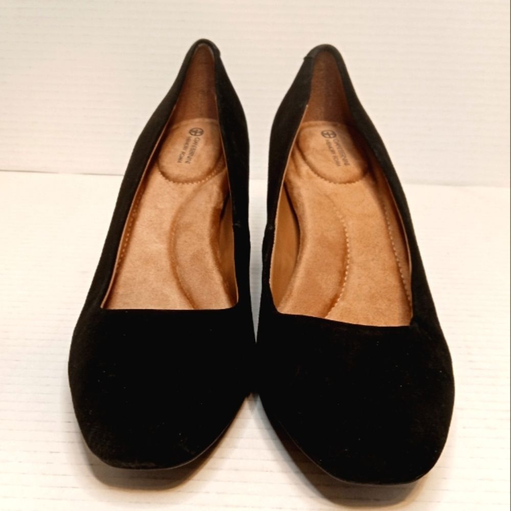 NEW Suede Giani Bernini  Black Pumps Comfy Memory Foam Arch Support Block Heels